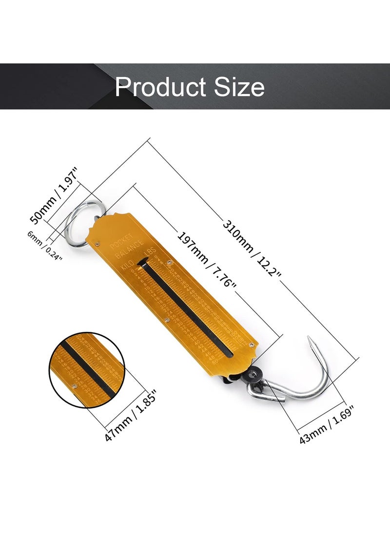 DEFAONS - DEFAONS Pocket Balance Spring Scale Portable Hanging Weighing Scale with Hook 50Kg 112LBS Capacity Dual Scale in Kg Lbs Ideal for Fishing Travel Outdoor Market Use Durable and Compact Design - 4 PCS - Image 1