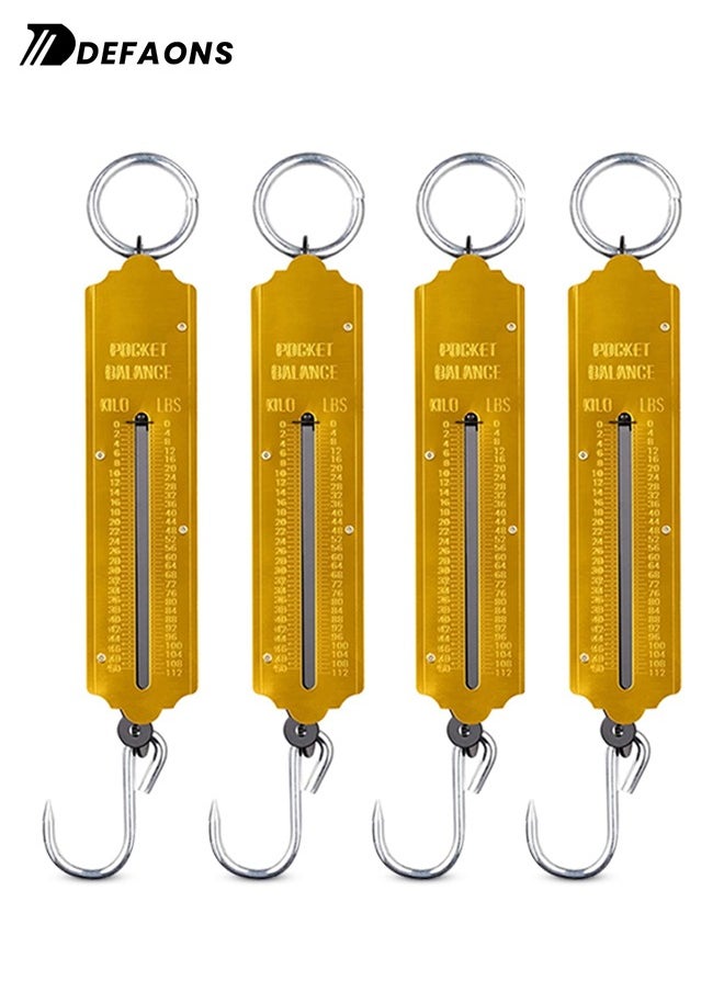 DEFAONS - DEFAONS Pocket Balance Spring Scale Portable Hanging Weighing Scale with Hook 50Kg 112LBS Capacity Dual Scale in Kg Lbs Ideal for Fishing Travel Outdoor Market Use Durable and Compact Design - 4 PCS - Image 1