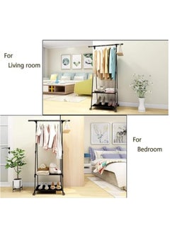 Hihonor Clothes Rack, Small Metal Garment Rack with Shelves for bedroom Rolling clothing rack for Hanging Clothes on Wheels for Hanging Clothes (Black)  - Image 4
