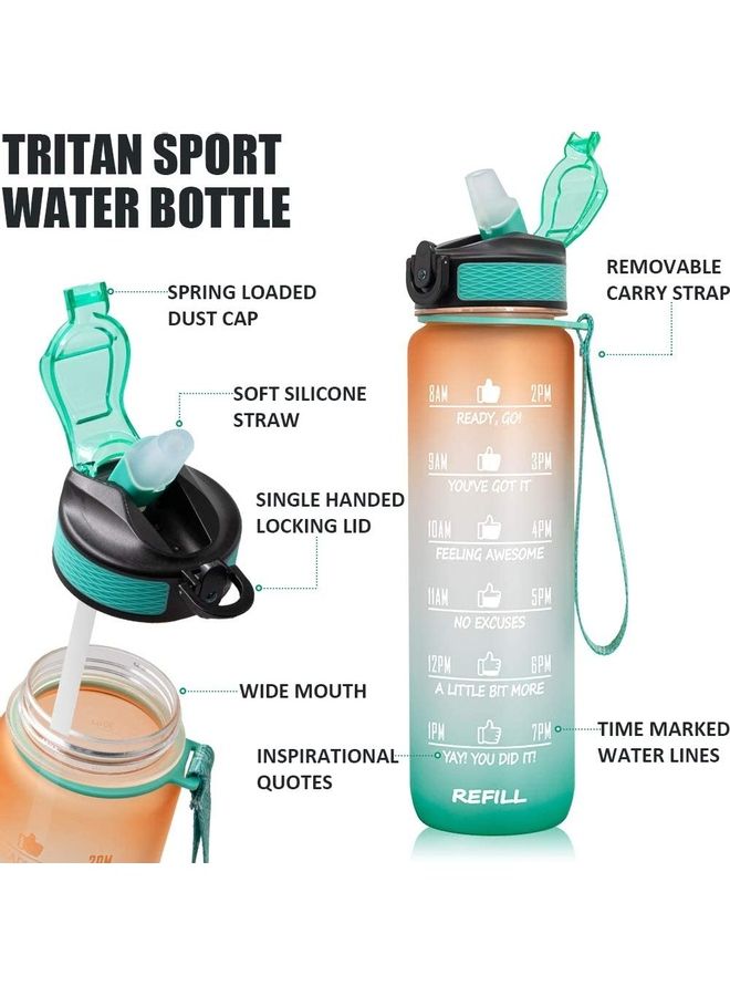 نيبمينينت 0.9 Liter Motivational Water Bottle with Time Marker And Straw - Image 1