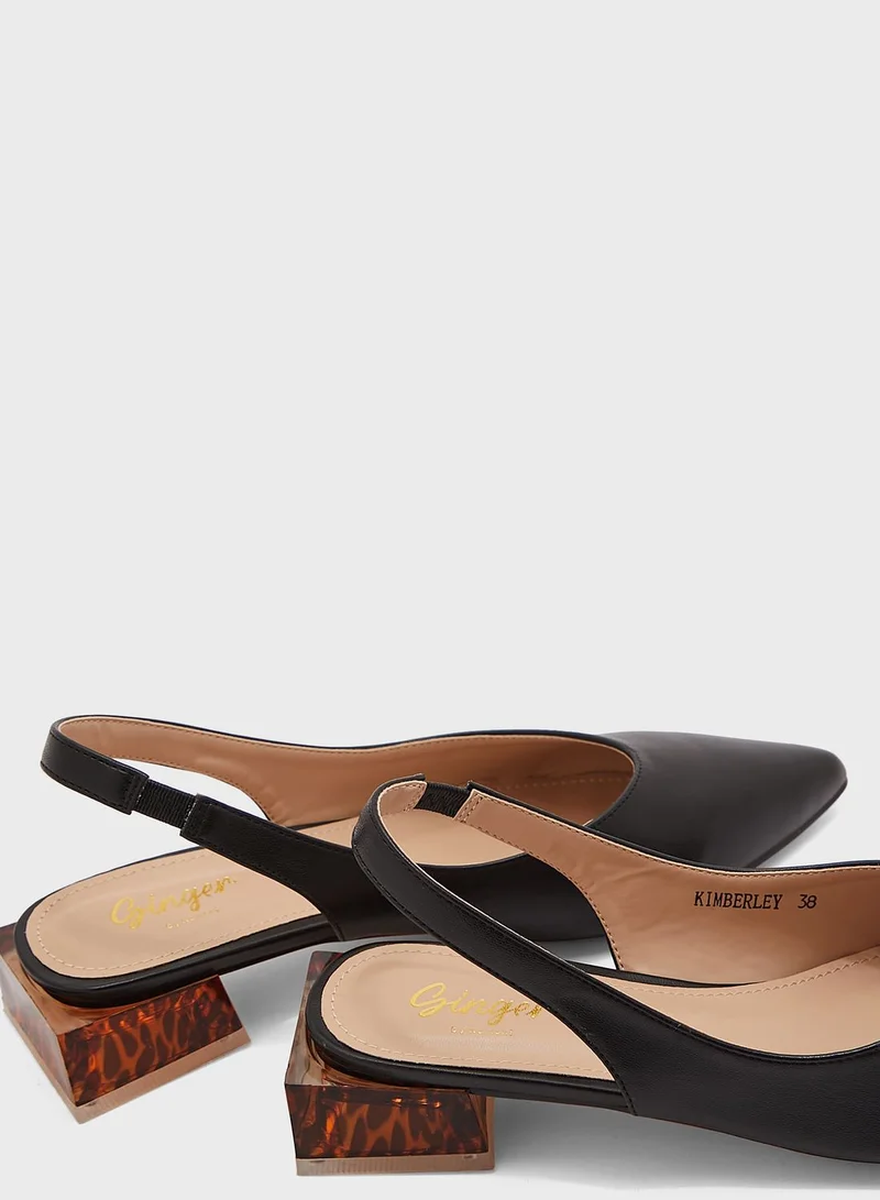 Ginger Feature Heel Pointed Slingback Pump