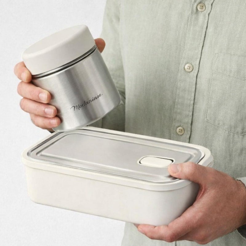 Modaniam ModaniamStainless Steel Bento Box, Stainless Steel Lunch Box for Adults, 42 OZ, Metal Lunch Box, Lunch Containers with Compartment, Vanilla, Leak Proof - Image 5