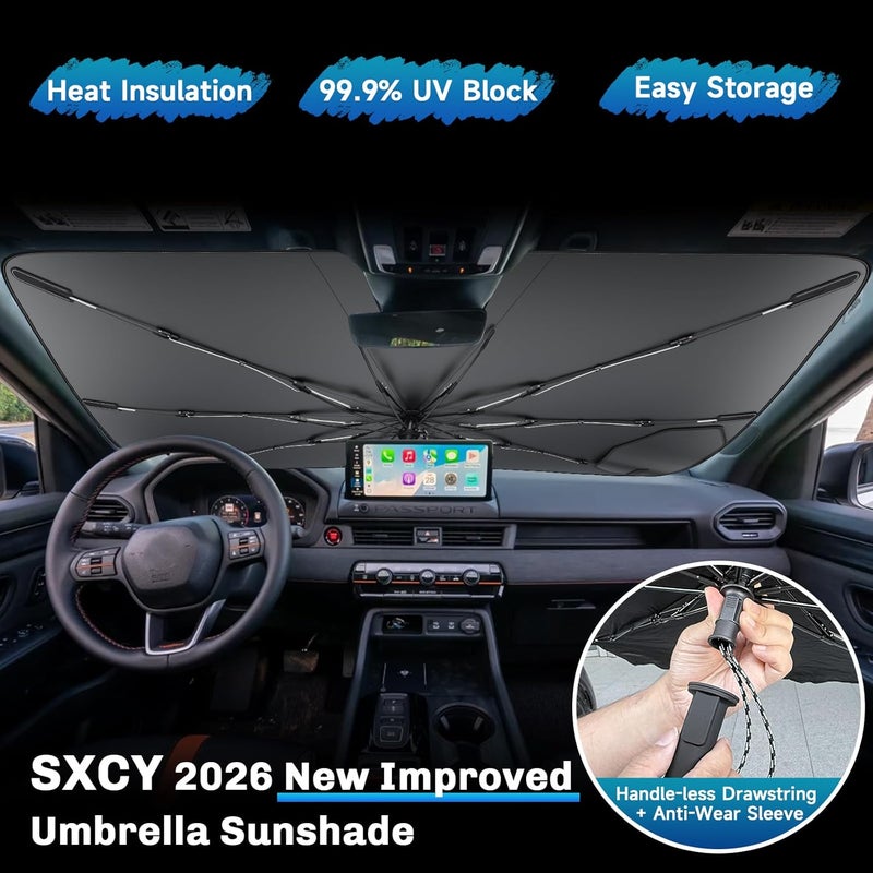 SXCY لمظلة زجاج أمامي لهوندا باسبورت 2026 [قابلة للطي بسهولة] لإكسسوارات هوندا باسبورت 2026، مظلة شمسية لـ باسبورت 2026، حاجب شمس للزجاج الأمامي لـ باسبورت 2026 - Image 2