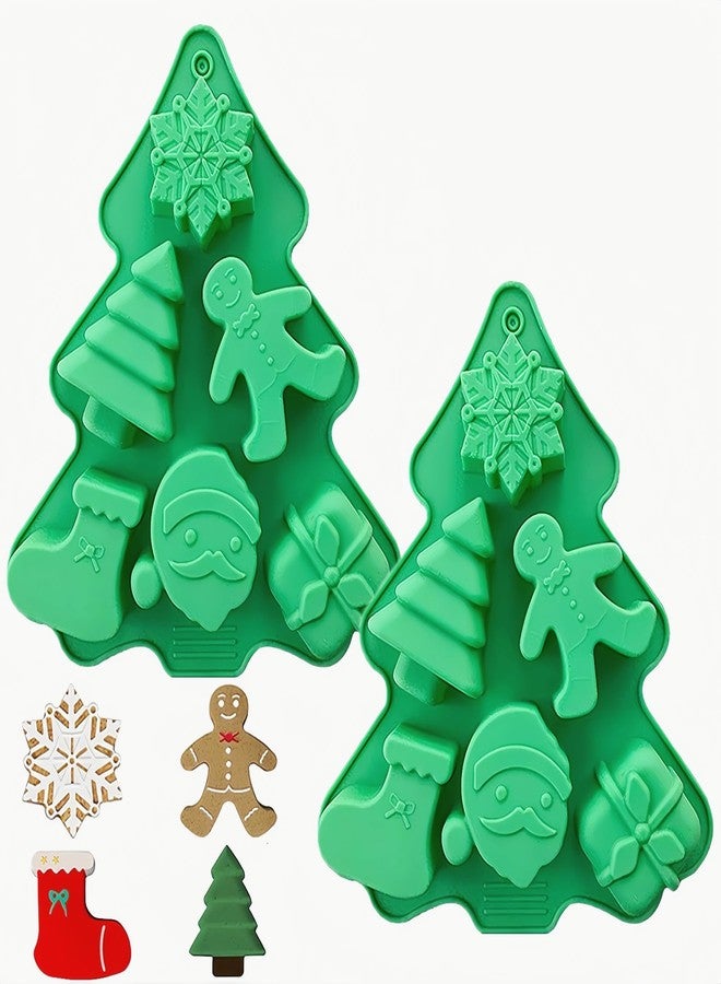 Accfore 2 Pack Christmas Silicone Molds,No-Stick Xmas Silicone Cake Baking Molds for Making Holiday Chocolate Candy,Handmade Soap,Candles,Bath Bombs,Fondant,Cake,Ice Cubes,Candles,Jello - Image 1