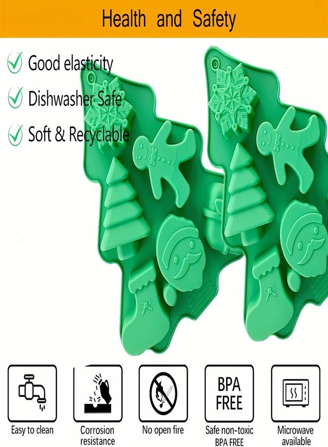 Accfore 2 Pack Christmas Silicone Molds,No-Stick Xmas Silicone Cake Baking Molds for Making Holiday Chocolate Candy,Handmade Soap,Candles,Bath Bombs,Fondant,Cake,Ice Cubes,Candles,Jello - Image 3