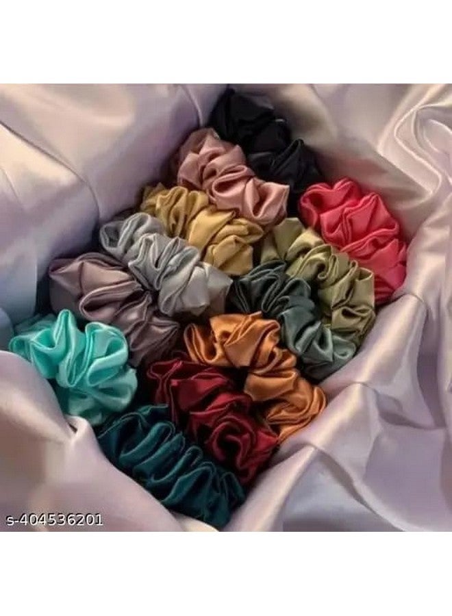 HIMJA Classic Satin Silk Scrunchies For Women And Girls Set Of 12 Scrunchie for Less Hair fall Hairbands Rubber Band Scrunchies For Girls Best Gift For Mom, Sister And Girlfriend (PACK OF 12)(MULTICOLOR) - Image 5