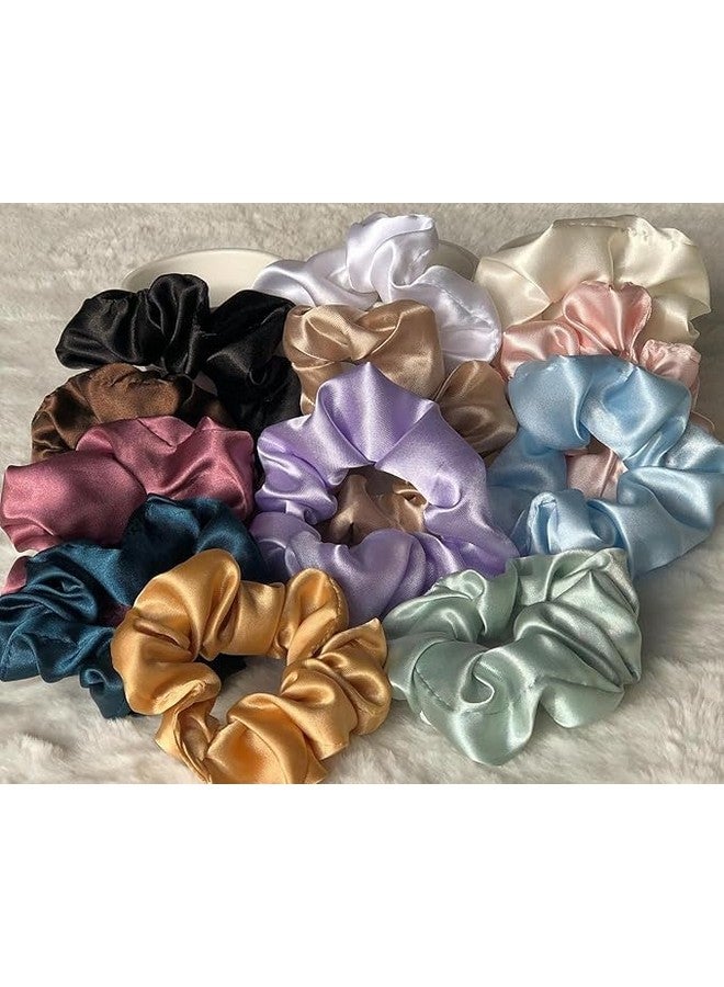 HIMJA Classic Satin Silk Scrunchies For Women And Girls Set Of 12 Scrunchie for Less Hair fall Hairbands Rubber Band Scrunchies For Girls Best Gift For Mom, Sister And Girlfriend (PACK OF 12)(MULTICOLOR) - Image 3