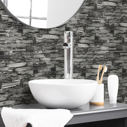 SYYKDEF 10PCS 3D Wall Panels Peel and Stick Foam SelfAdhesive Decorative 3D Brick Wallpaper Wall Covering Faux Stone Wall Panel Foam Brick for Living Room Kitchen Bathroom - Image 3