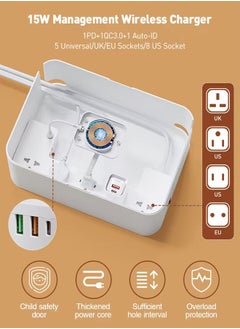 LDNIO صندوق شريط الطاقة اللاسلكي Defender Series بقوة 2500 واط باللون الأبيض  - Image 2