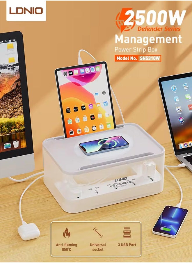 LDNIO - 2500W Defender Series Wireless Management Power Strip Box White - Image 1