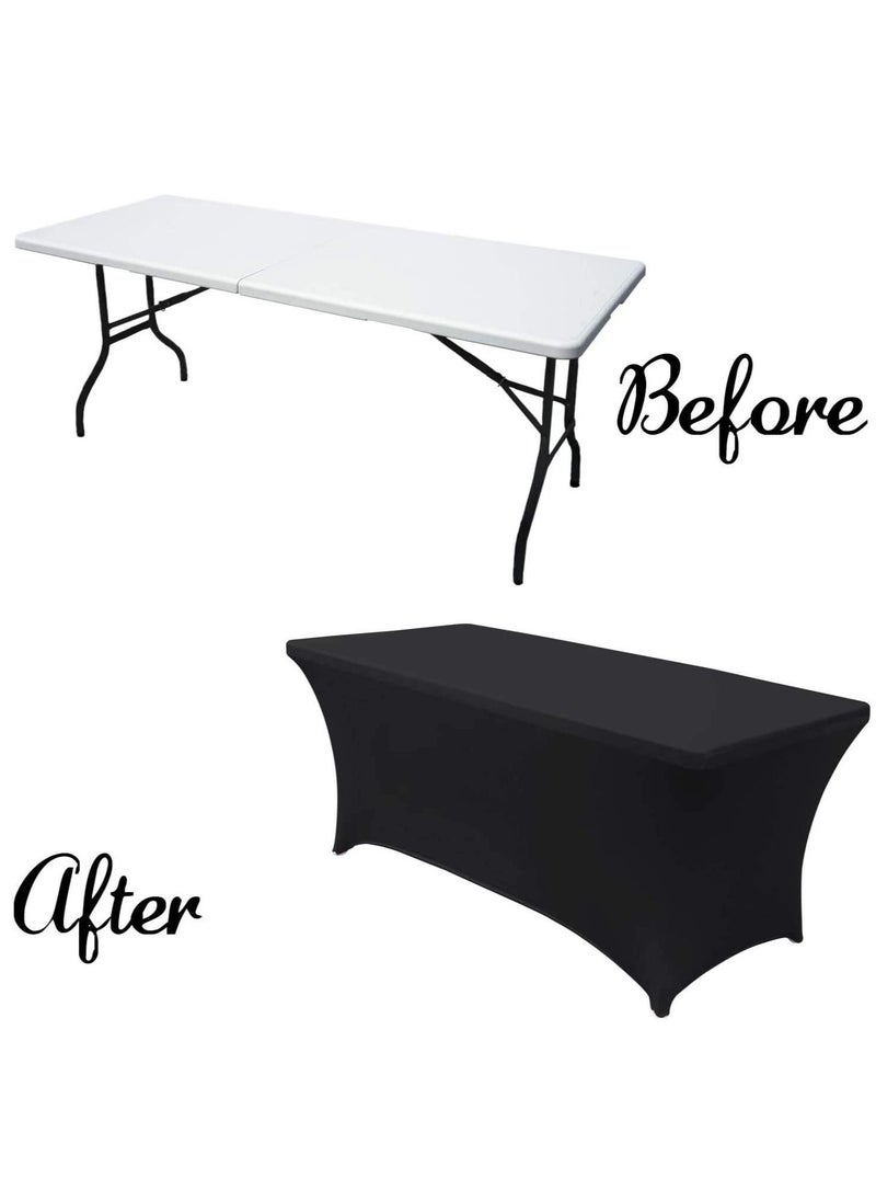 Generic - Spandex Tablecloths 6FT Table Cover Rectangular Stretch Tablecloth Tight Fit Table Cover for Parties Trade Shows Djs Weddings and Events of All Kinds - Image 1
