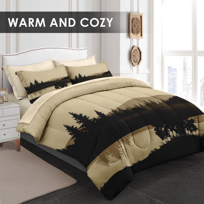 Pamnest Comforter Set Full Size, Mountains Tree Woodland 7 Pcs Bedding for Kids and Adults, Lake Summer Wood Bed Sheet Sets with Fitted Sheet 2 Pillowcases & 2 Shams for Bedroom Bed Decor - Image 2