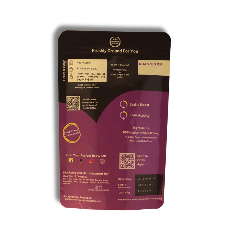 Kents Coffee قهوة كينتس الإثيوبية جروف | نكهات لاذعة وزهرية وفاكهية | قهوة سوداء غير مرّة، منخفضة الحموضة، صديقة للأمعاء (عبوة من 10، 10 جرام لكل منها) - Image 2
