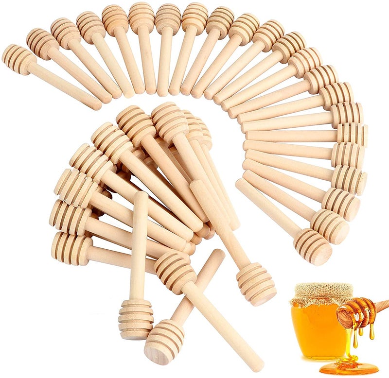 101 PCS Honey Sticks Dipper 3 Inch Mini Wooden Honeycomb Sticks Small Honey Stirrer Stick Honey Sticks for Honey Jar Dispense Drizzle Honey and Wedding Party Favors Gift