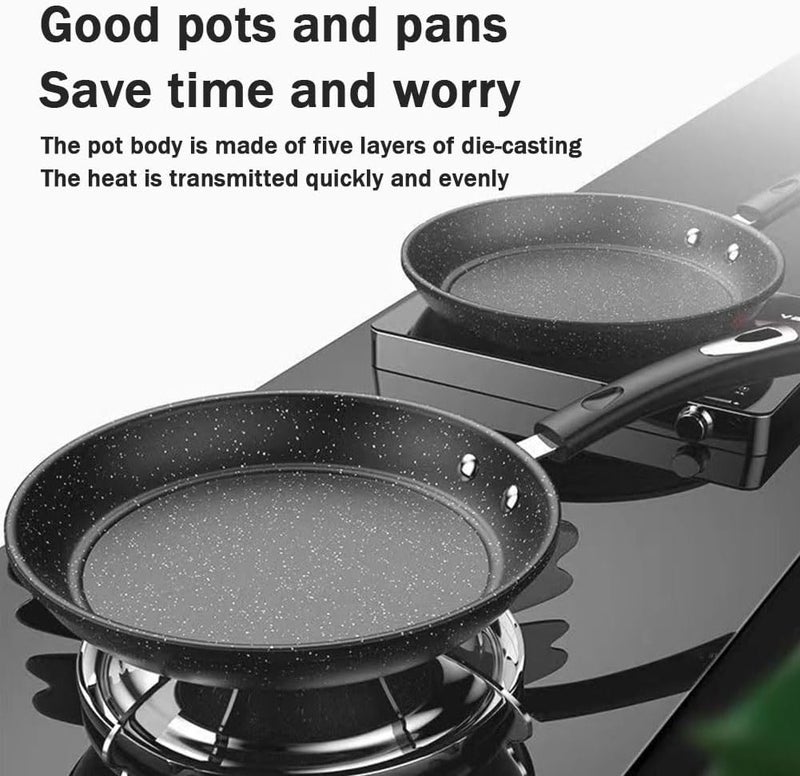Carbon Steel Wok, Nonstick Pan, Household Steak Pan, Cast Iron Skillet And Frying Pan, Egg Pan With Lid, Easy To Clean(32cm Thickened with lid) - Image 3