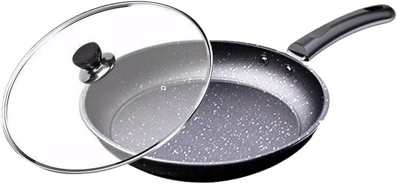 Carbon Steel Wok, Nonstick Pan, Household Steak Pan, Cast Iron Skillet And Frying Pan, Egg Pan With Lid, Easy To Clean(32cm Thickened with lid) - Image 1