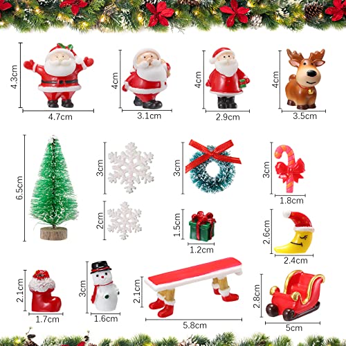 Roowest 62 Pcs Miniature Christmas Figurines for Snow Globe Kit DIY Crafts Mini Resin Ornaments with Trees Reindeer Santa Claus Candy Cane Figurines Items Christmas Village Decorations - Image 3