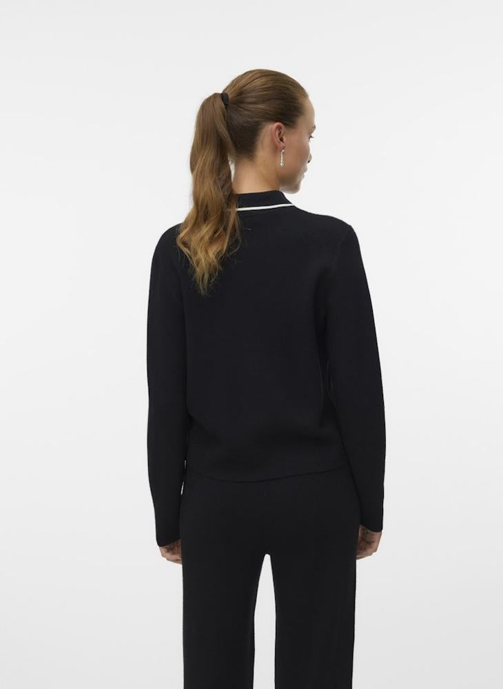 فيرو مودا كارديجان بولو نسائي بأكمام طويلة وتباين مزدوج - Image 2