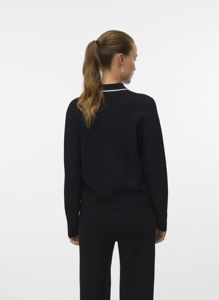 فيرو مودا كارديجان بولو نسائي بأكمام طويلة وتباين مزدوج