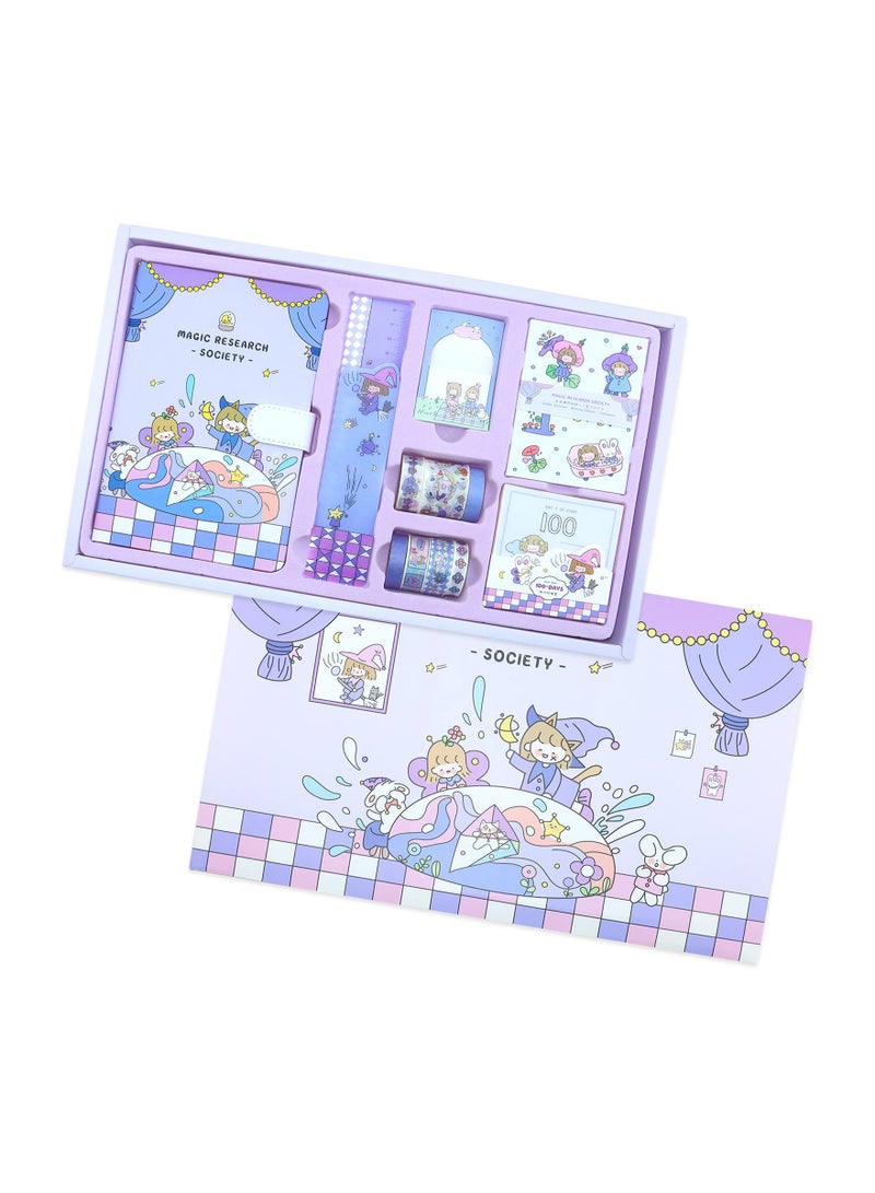 SOLARAE Adorable Purple Washi Masking Tape and Memo Pad Set, Featuring Writing Pads, Scrapbook Decor, To-Do Lists, and 7 Rolls of Masking Tape for Planning, Diaries, and Photo Albums - Perfect Gift for Girls! - Image 1