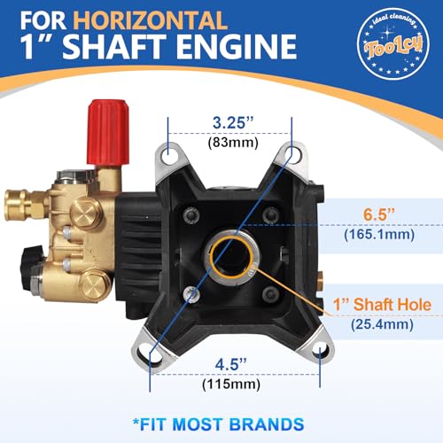 TOOLCY Pressure Washer Pump 3600-4200 PSI Max, Replacement Pump 4 GPM, Triplex Plunger, Horizontal 1" Shaft Gas Power Washer Pump with Pressure Adjustment Unloader & Chemical Injection, Direct Drive - Image 3