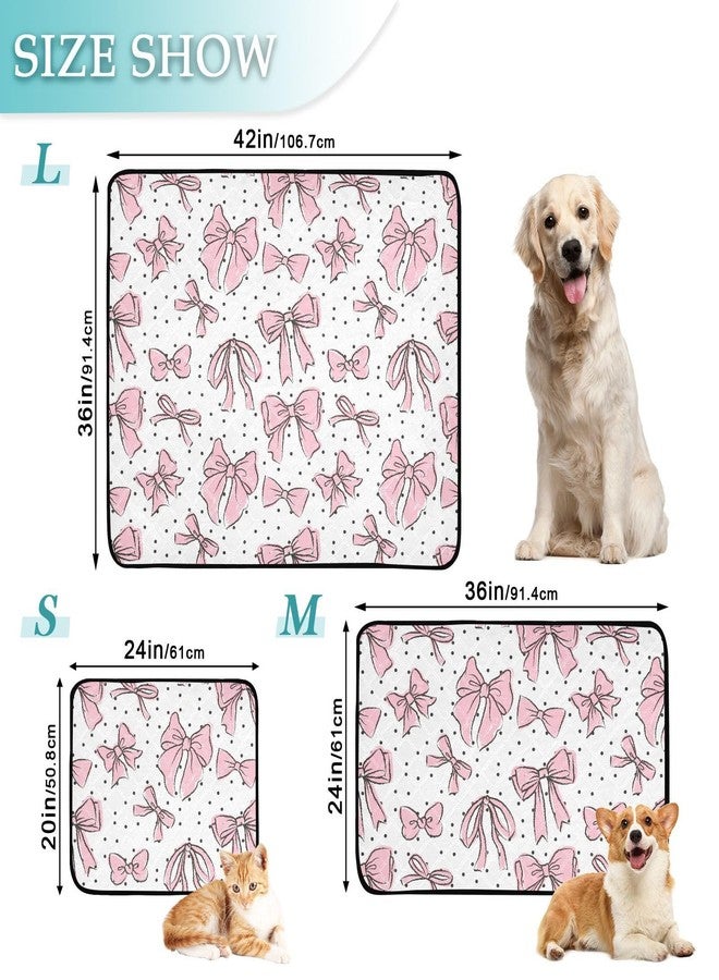 SDMKA Bow Pink Pee Pads for Dogs, 2-Pack Washable Puppy Pads Reusable Dog Pee Pad Non-Slip Training Pads for Potty, Crate, Bed, 24x36in + 36x42in - Image 3