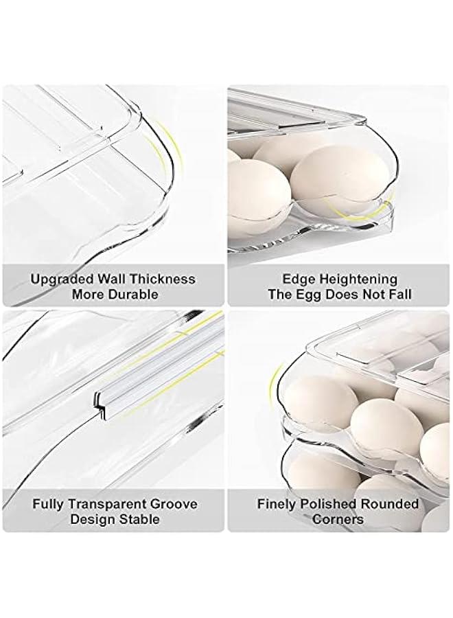 Refrigerator Rolling Egg Holder | Large Capacity Egg Dispenser | Reusable Clear Egg Tray Box With Lid | Egg Storage Container Organizer Bin | Space Saving Egg Tray For Refrigerator Countertop Cabine  - Image 5