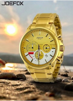 JoeFox Stainless Steel Chronograph Wrist Watch Quartz Movement 3 ATM Waterproof Multifunctional with Date Design Sporty Casual Business Dress Watch for Men  - Image 3
