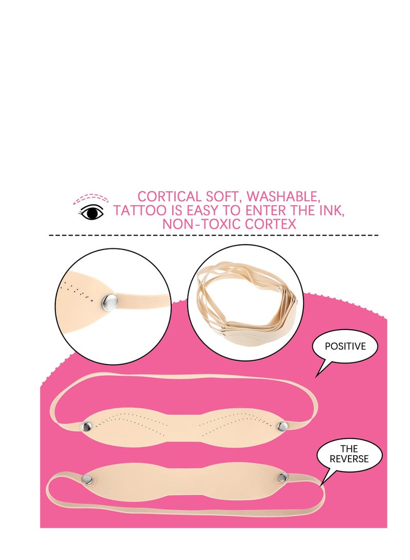 Excefore 20 Pieces Head-worn Silicone Eyebrow  Practice, Micro-blading Silicone Eyebrow  Practice Headband for Beginners  Eyebrow Practising Design (Black, Dotted Line) - Image 3