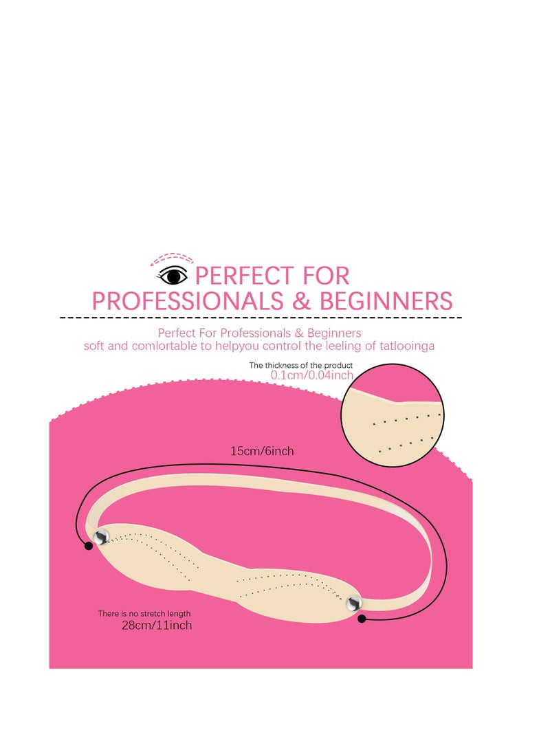 Excefore 20 Pieces Head-worn Silicone Eyebrow  Practice, Micro-blading Silicone Eyebrow  Practice Headband for Beginners  Eyebrow Practising Design (Black, Dotted Line) - Image 2