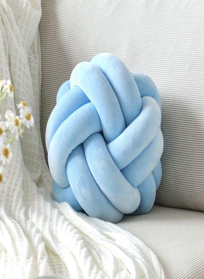 VBGYA Knot Pillow Ball, Soft Home Decorative Throw Pillows Cushion, Round Changeability Knotted Pillows, Modern Home Handmade Cushions for Bedroom, Sofa, Couch (8 Inch, Light Blue) - Image 1