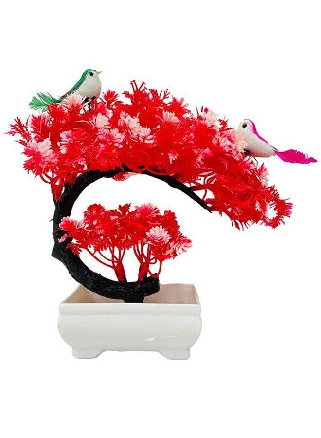 ATEVON Artificial Flowers With Pot For Decoration For Table Top, Home Decor, Office Decor, Cherry Blossom Flowers  - Image 1