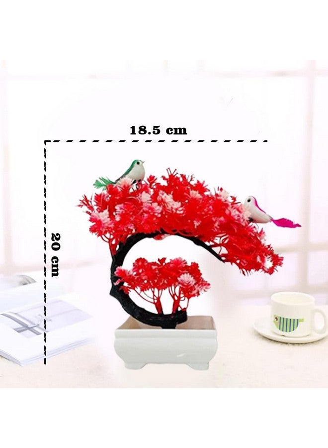 ATEVON Artificial Flowers With Pot For Decoration For Table Top, Home Decor, Office Decor, Cherry Blossom Flowers  - Image 5