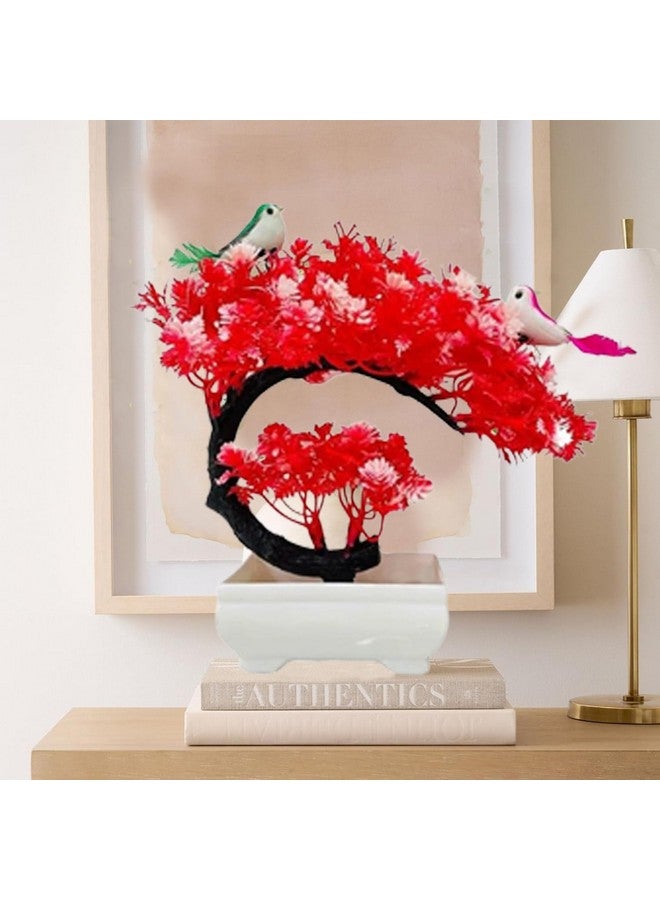 ATEVON Artificial Flowers With Pot For Decoration For Table Top, Home Decor, Office Decor, Cherry Blossom Flowers  - Image 4
