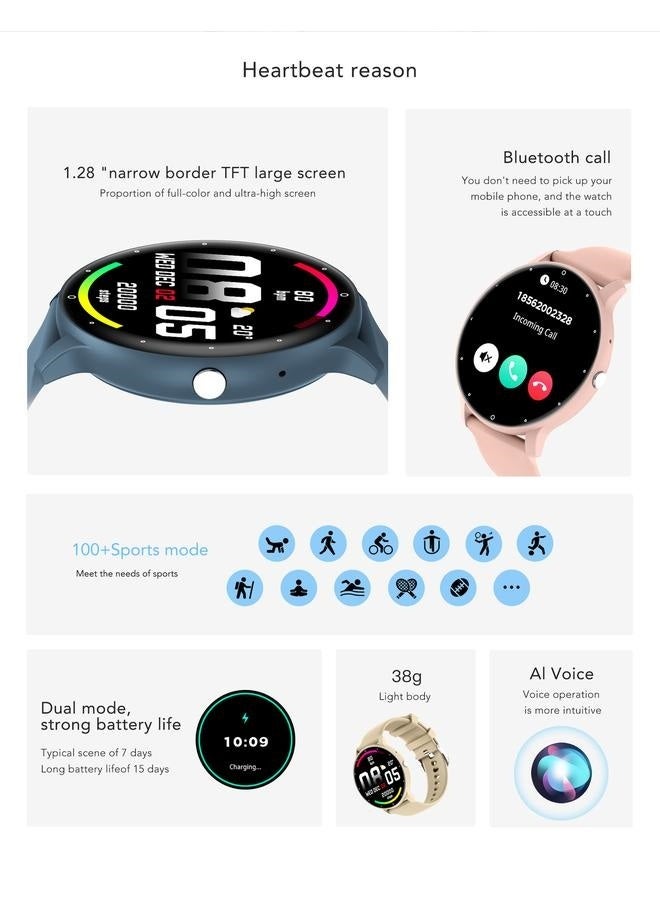 Smart Watch for Men Women(Answer/Make Calls), HD Fitness Tracker Watch Sport Modes, Monitor, IP68 Waterproof Activity Tracker Blue - Image 3