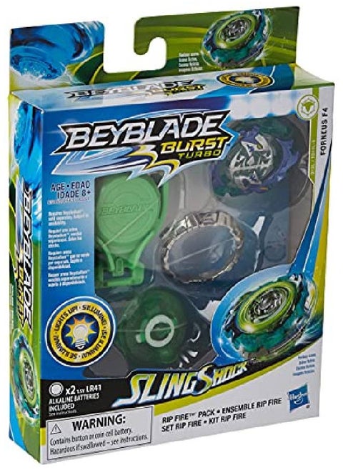Burst Slingshock Rip Fire Starter Pack Forneus F4 Lightup Top With Right/Leftspin Launcher Age 8+