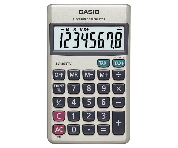 كاسيو Casio LC-403TV 8-Digit Pocket Calculator with Large Display, Dual Power, Compact Design & Portable Use black - Image 1