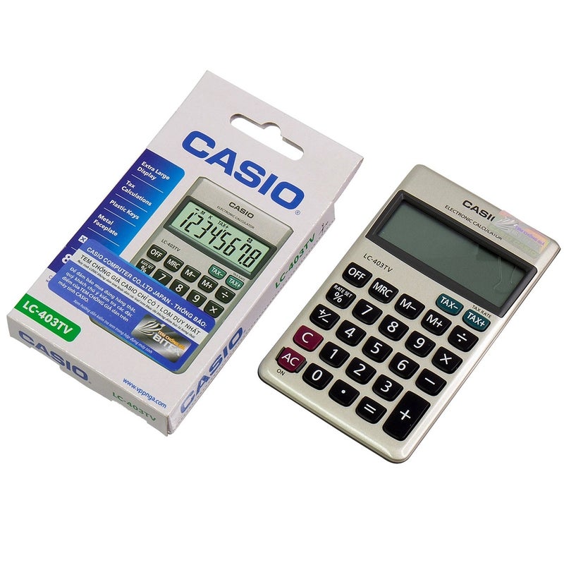 كاسيو Casio LC-403TV 8-Digit Pocket Calculator with Large Display, Dual Power, Compact Design & Portable Use black - Image 2