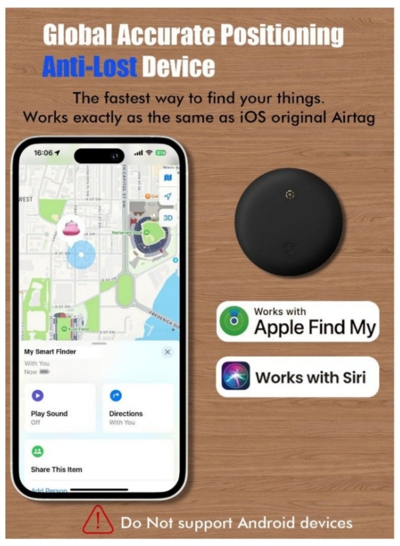 XiaoGiqi Smart Tracker Item Finder for Apple Find My (iOS Only), Super MINI Size Key Finder Item Locator for Luggage,Wallet,Bicycle and More, IPX6 Waterproof Works Like Apple Airtag(Black-1 Pack)  - Image 2