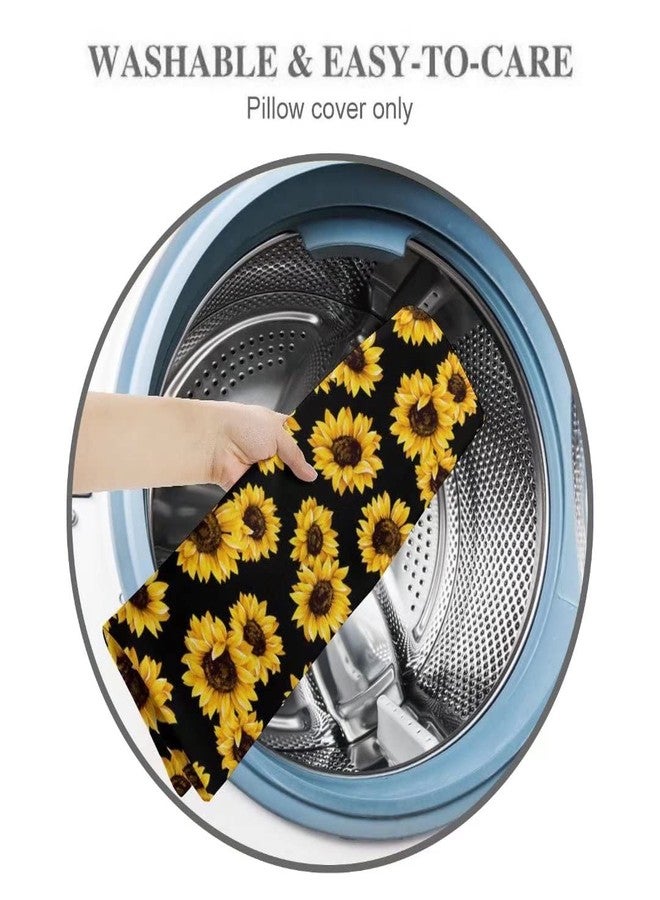 KENADVI Vintage Microfiber Sunflower Body Pillow Cover, 20"x54", Black - Image 4