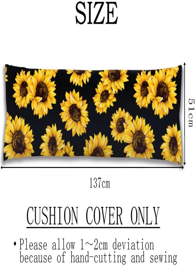 KENADVI Vintage Microfiber Sunflower Body Pillow Cover, 20"x54", Black - Image 2
