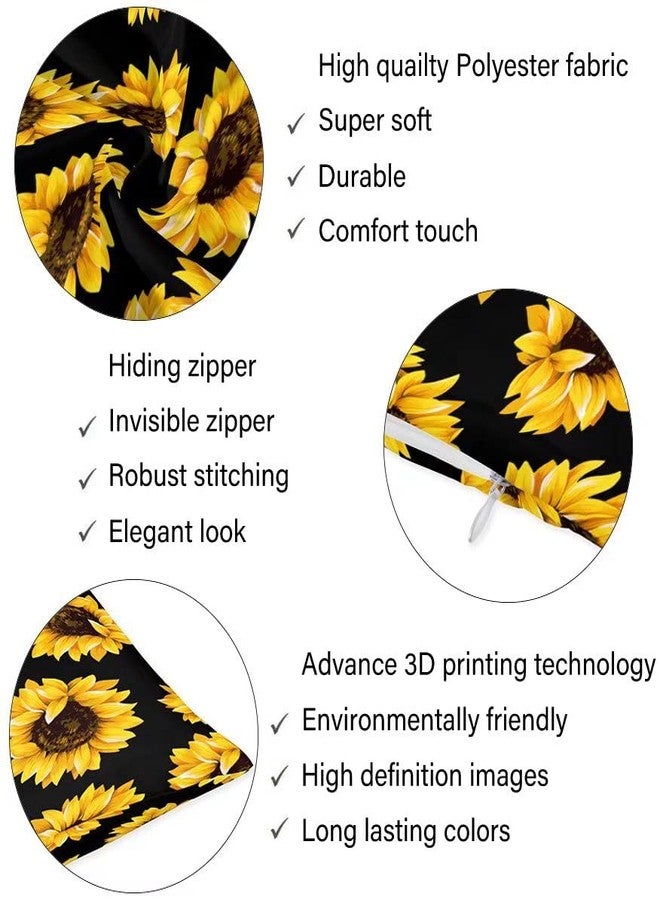 KENADVI Vintage Microfiber Sunflower Body Pillow Cover, 20"x54", Black - Image 3