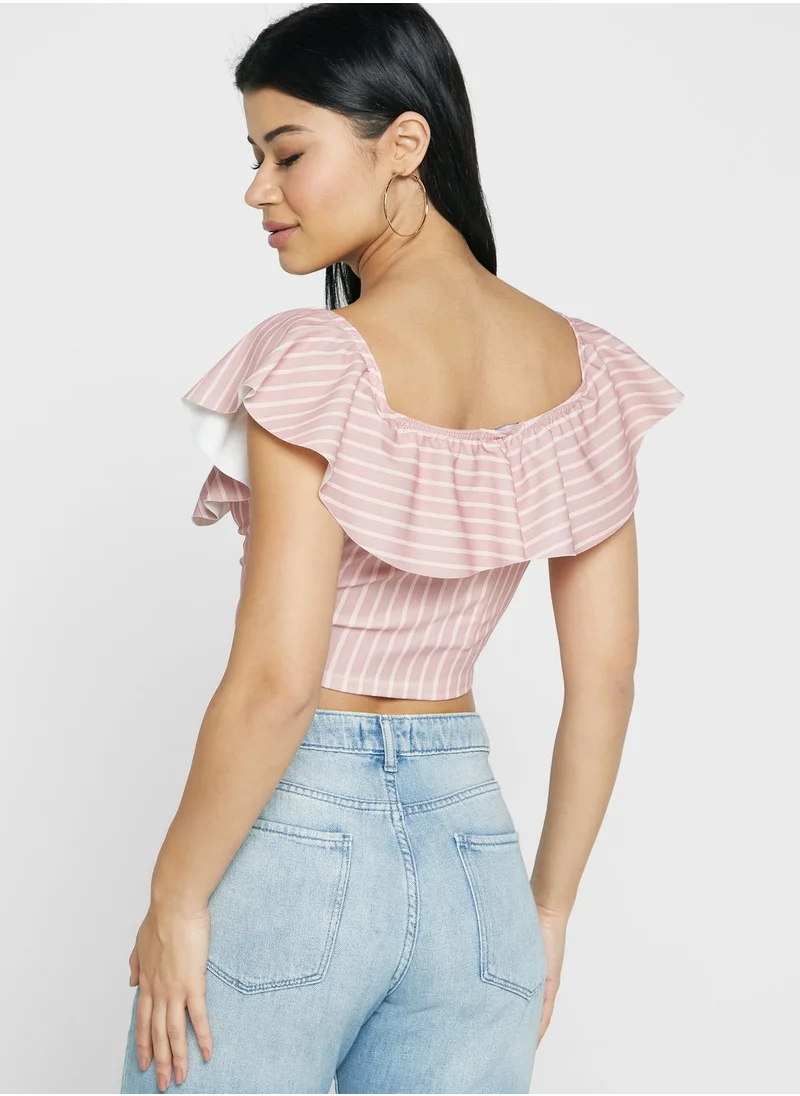 LASULA Ruffle Detail Off Shoulder Top