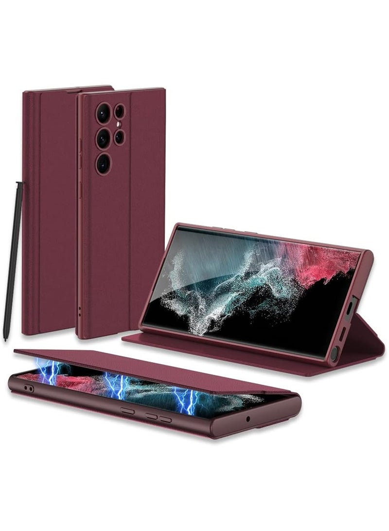 جولدن ماسك هاتف سامسونج S23 الترا بغلاف من الجلد - (نبيتى) - Image 1