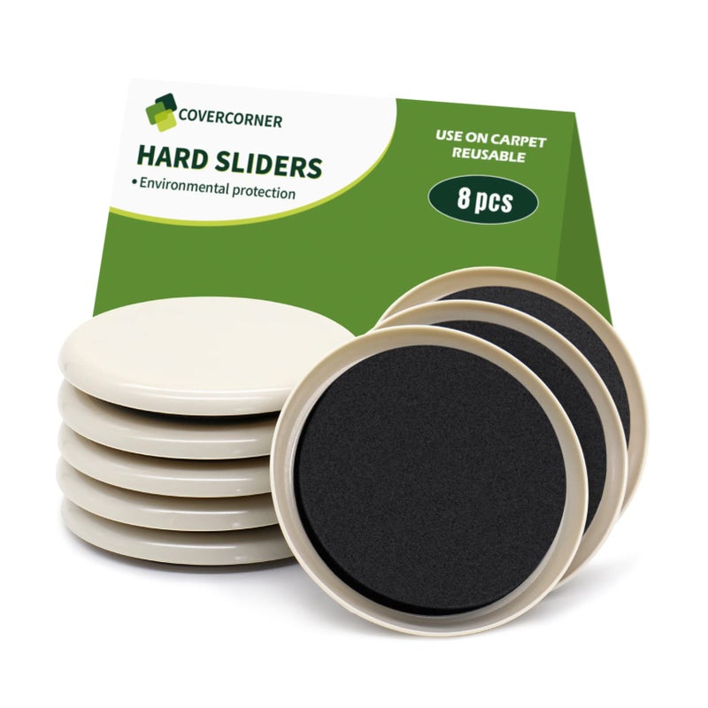 COVERCORNER Furniture Sliders for Carpet 8 PCS - 3 1/2 inch Furniture Moving Slider Chair Legs Floors Protectorsâ€“ Move Your Furniture Easy & Safely(for Carpet) - Image 1