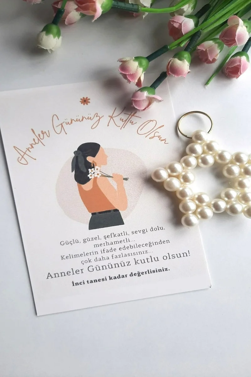 Emtory Home 15 Pieces Pearl Keychain - Cartoon Anime Mother's Day Gift with Coated Card - Gelatin
