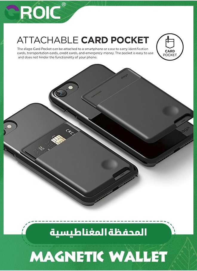 GROIC Black Phone Card Holder  Secure Phone Wallet, Ultra Slim Card Holder for Back of Phone, 3M Adhesive ID Card for iPhone, Galaxy and Most Smartphones  - Image 5