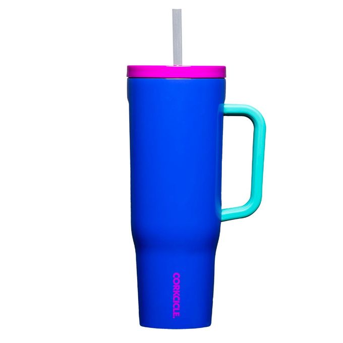 Corkcicle Cruiser Insulated Tumbler with Handle and Straw, 80's Windbreaker, 40 oz  Reusable Water Bottle Keeps Beverages Cold for 20 Hours, Hot for 9 Hours  Cupholder Friendly, Spill Proof Tumbler - Image 1