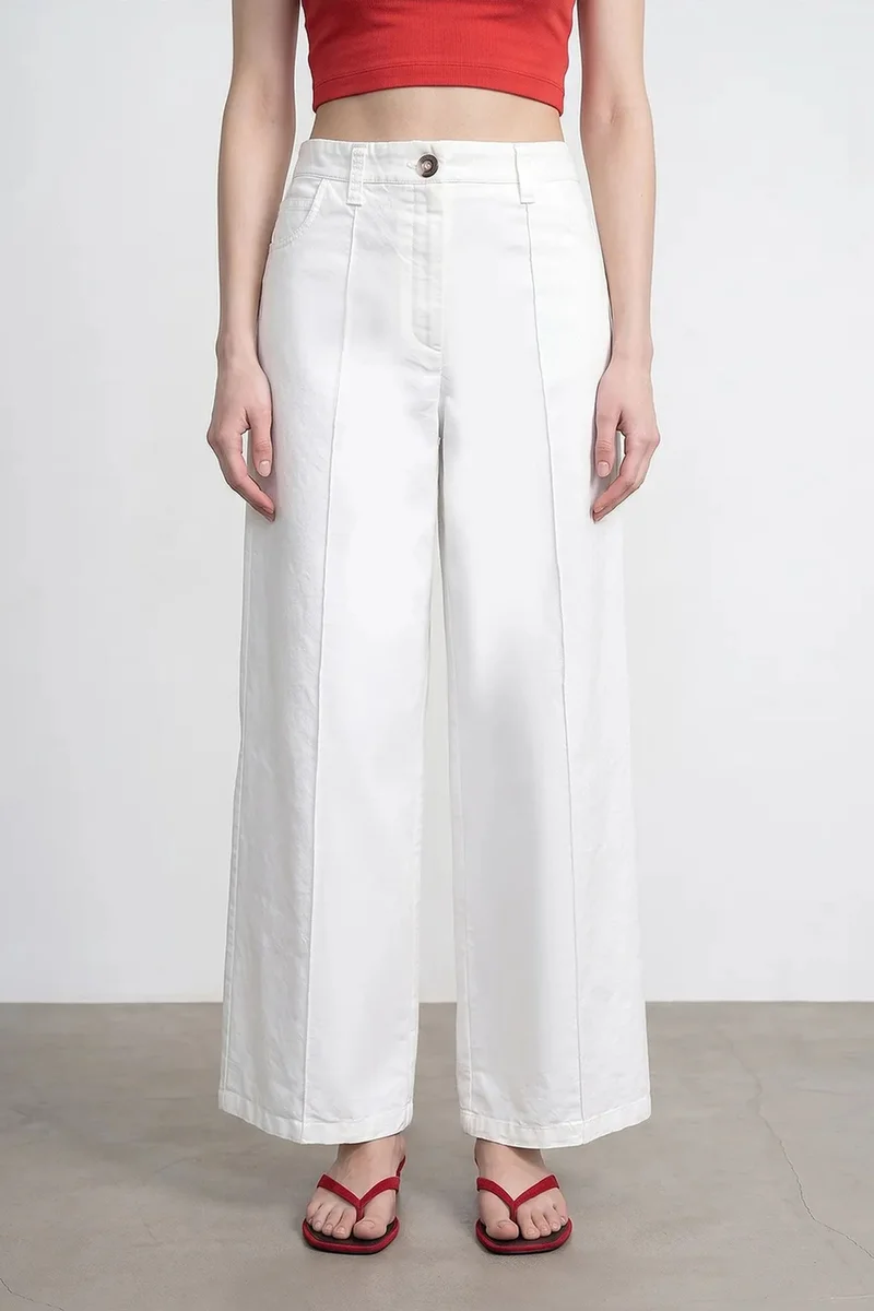 DILVIN High-waist Wide-leg Woven Trousers