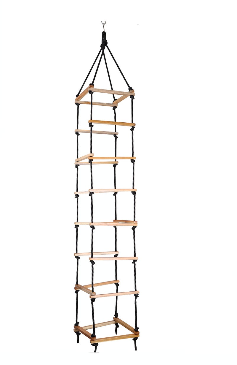 Mihad Square Ladder for Kids - Durable 4-Side Ladder Made of Natural Wood and Soft Resham Rope - Image 2